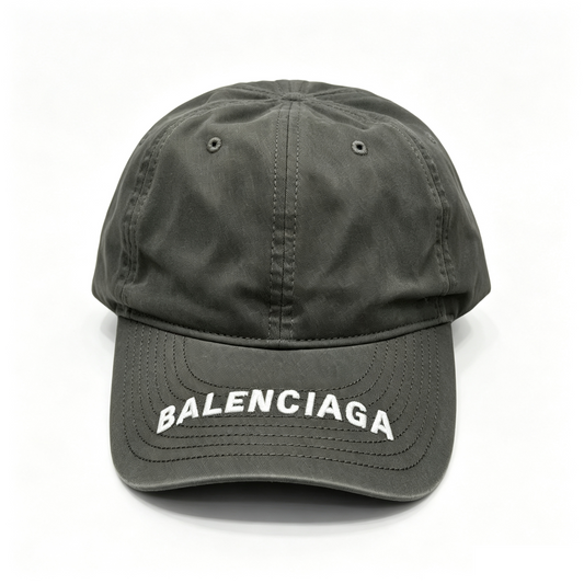 Balenciaga Vintage Washed Logo Baseball Cap Unisex Dark Grey